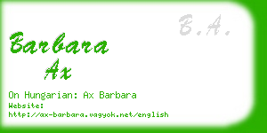 barbara ax business card